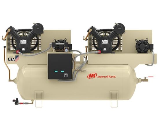 Premium Ingersoll Rand Duplex 10 HP Piston Air Compressor, 70 CFM, 120 Gallon Tank, 3-Phase | 2-2545E10-P