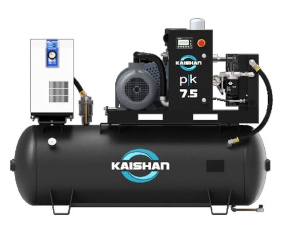Kaishan 5 HP Rotary Screw Air Compressor, 18 CFM, Air Dryer, 80 Gallon Tank, 3-Phase, PK T-005A3F8D8U