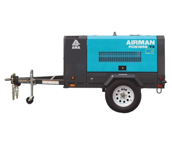 Airman PDS185S-6EZ1, 185 CFM Portable Rotary Screw Air Compressor, Isuzu 4LE2T Diesel engine