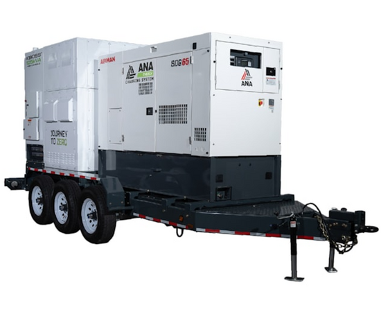 ANA Energy EBOSS 125 kVA, Power Module 125 kVA output, 50 kWh Lithium Titanate Oxide (LTO) battery system, Airman SDG65 Generator.